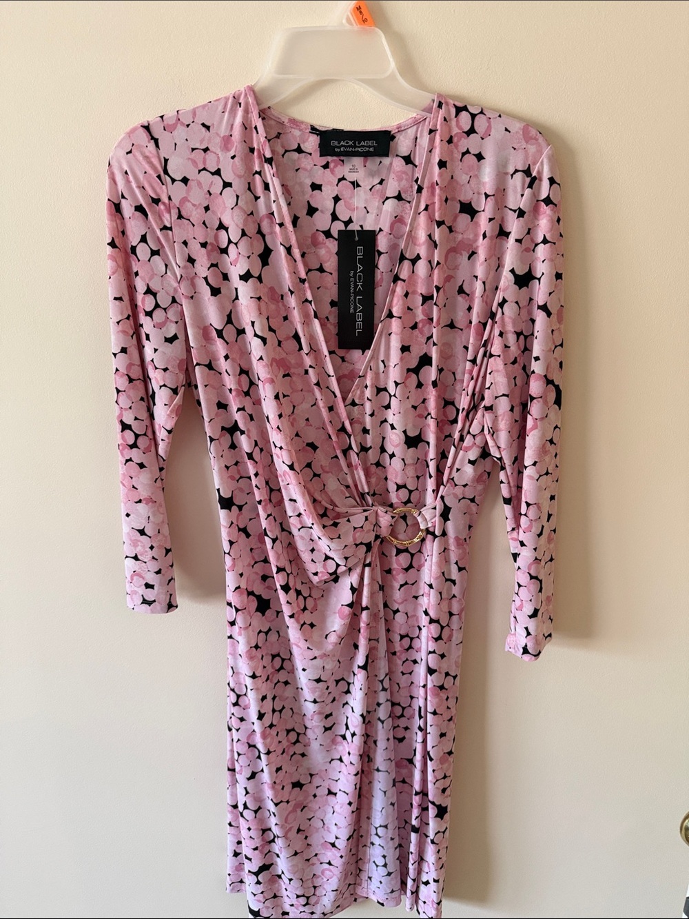 BLACK LABEL by Evan-Picone Pink Printed Long-Sleeve Wrap Dress